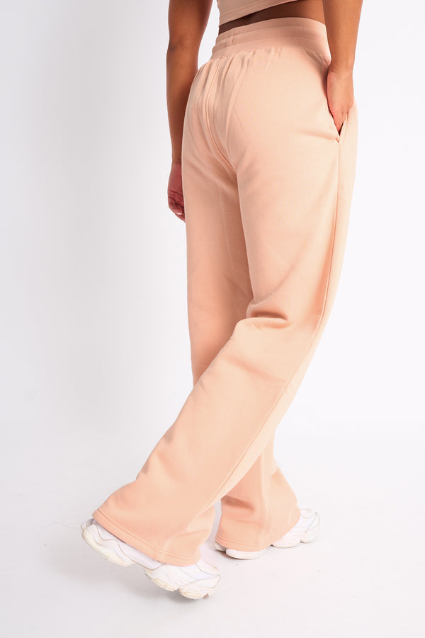 Kaiia Logo Wide Leg Joggers Apricot