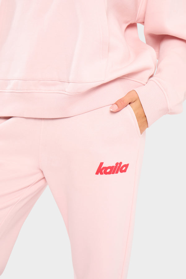 Kaiia Logo Wide Leg Joggers Baby Pink & Red