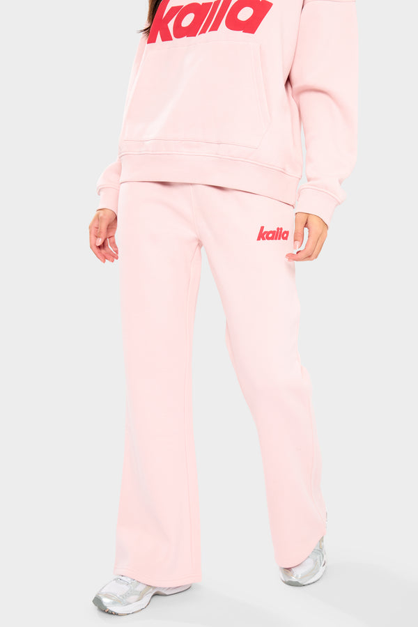 Kaiia Logo Wide Leg Joggers Baby Pink & Red