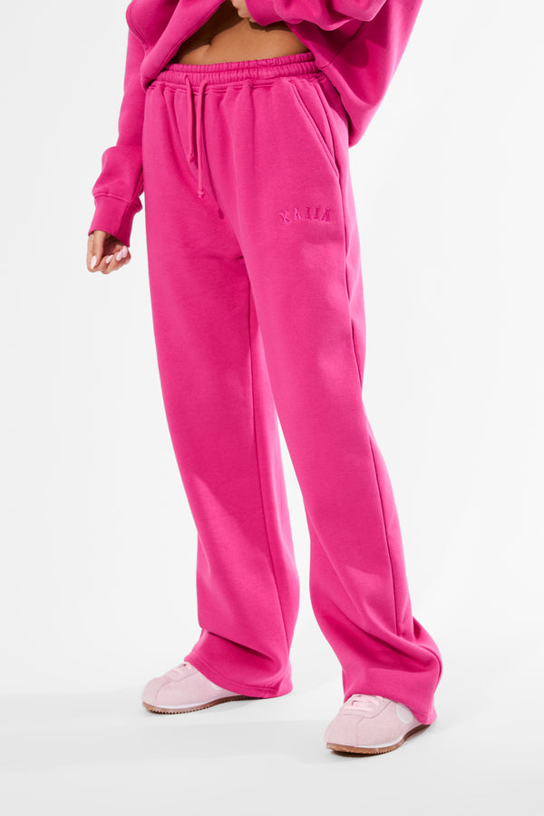 Kaiia Logo Wide Leg Joggers Bright Pink