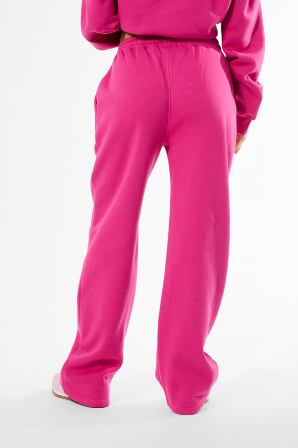 Kaiia Logo Wide Leg Joggers Bright Pink