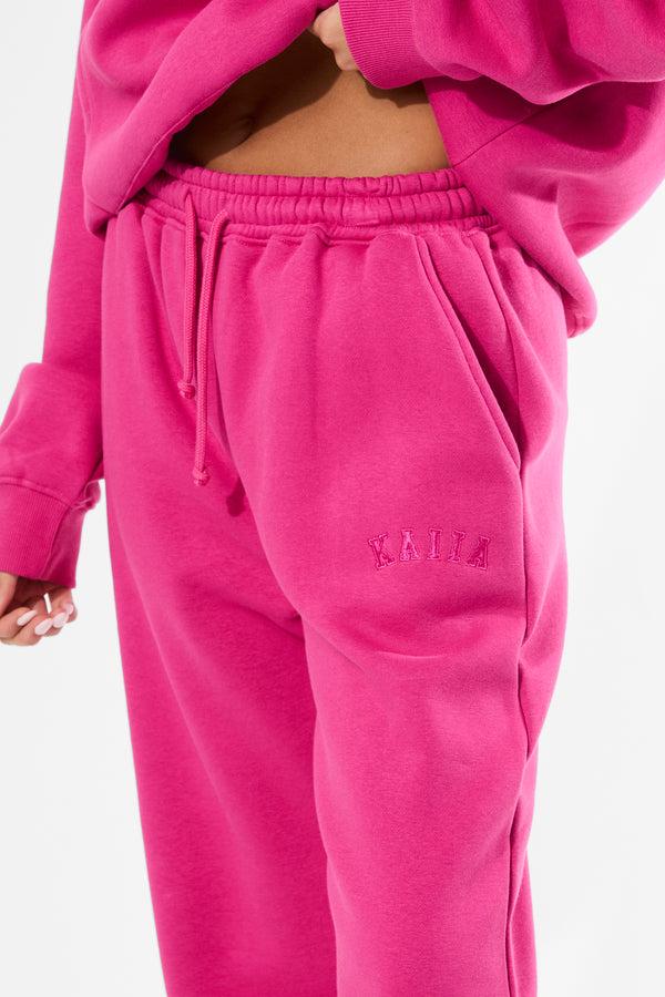 Kaiia Logo Wide Leg Joggers Bright Pink