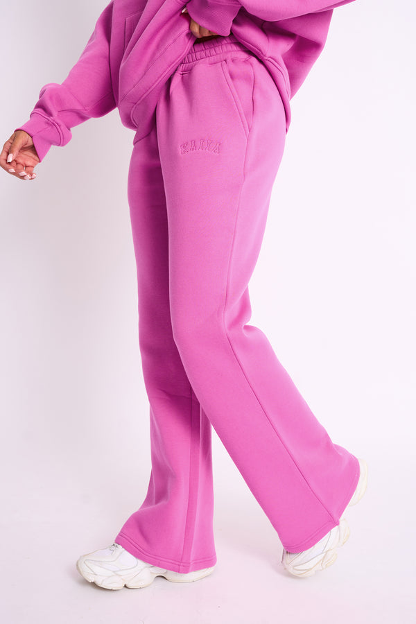 Kaiia Logo Wide Leg Joggers Bubblegum Pink