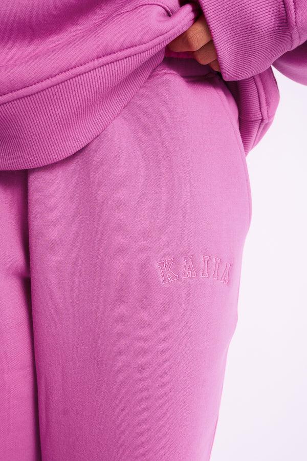 Kaiia Logo Wide Leg Joggers Bubblegum Pink