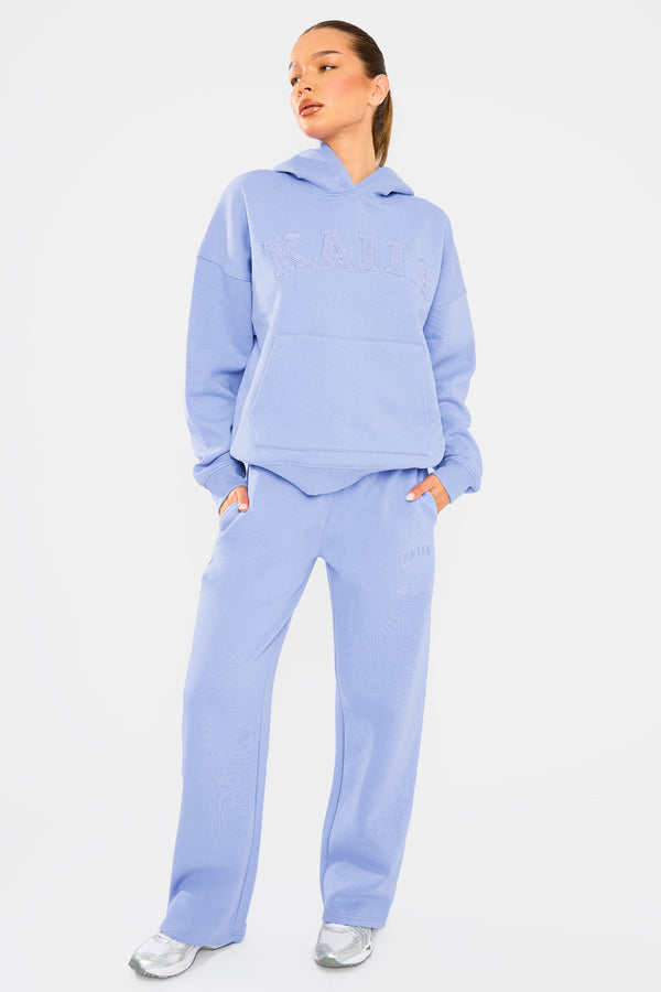 Kaiia Logo Wide Leg Joggers Cornflower Blue