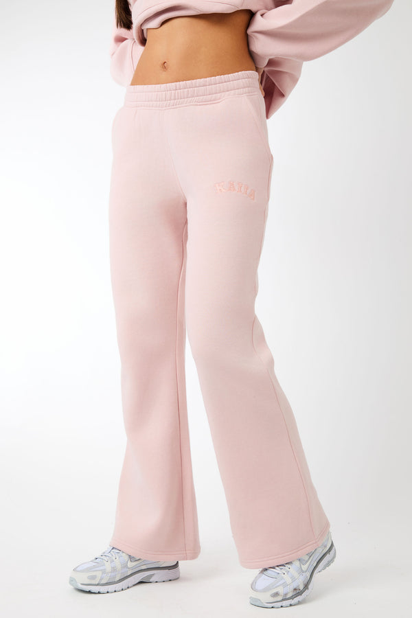 Kaiia Logo Wide Leg Joggers Dusty Pink