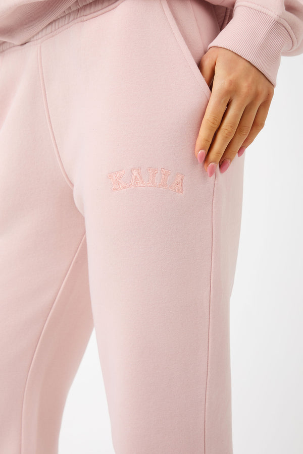 Kaiia Logo Wide Leg Joggers Dusty Pink