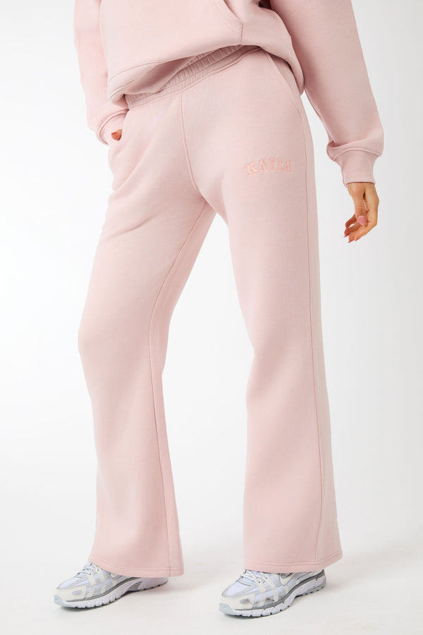 Kaiia Logo Wide Leg Joggers Dusty Pink