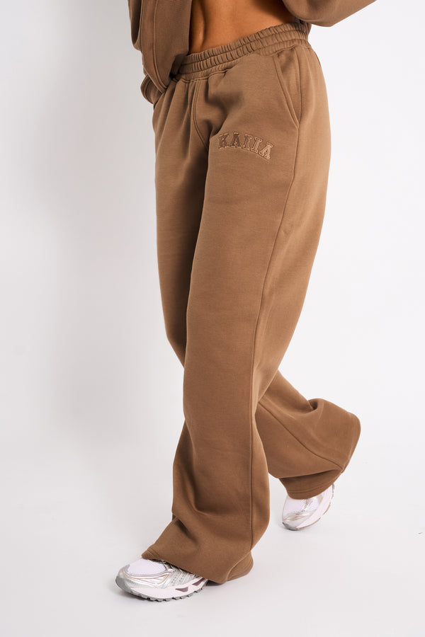 Kaiia Logo Wide Leg Joggers Gingerbread