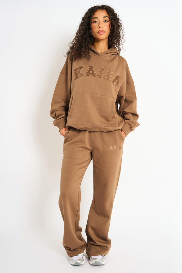 Kaiia Logo Wide Leg Joggers Gingerbread