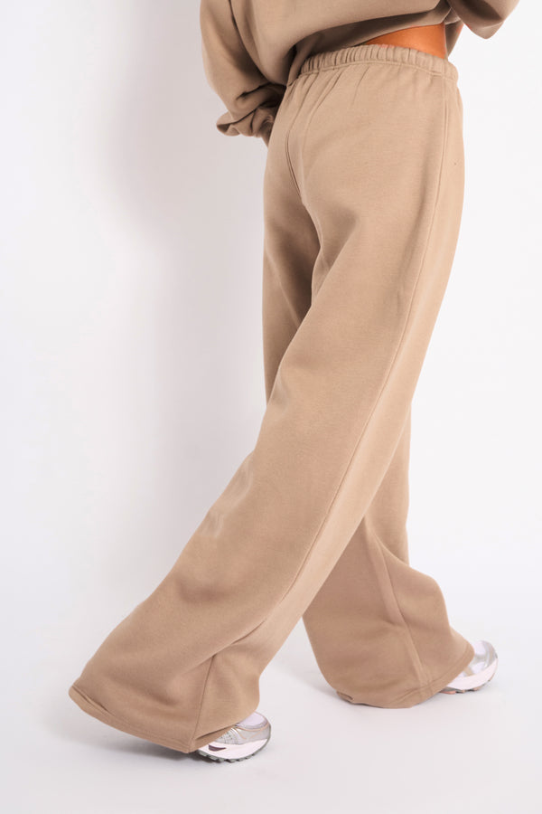 Kaiia Logo Wide Leg Joggers Latte
