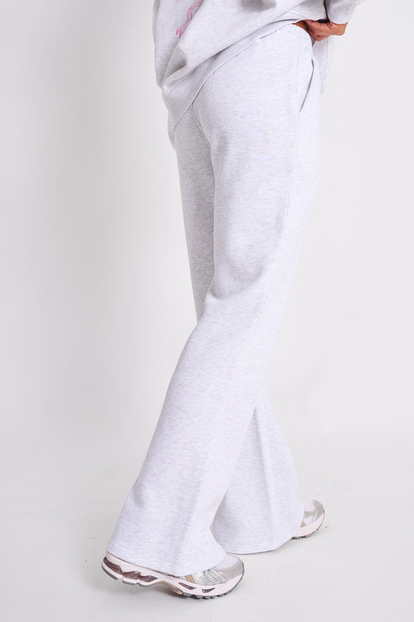 Kaiia Logo Wide Leg Joggers Light Grey Marl & Baby Pink