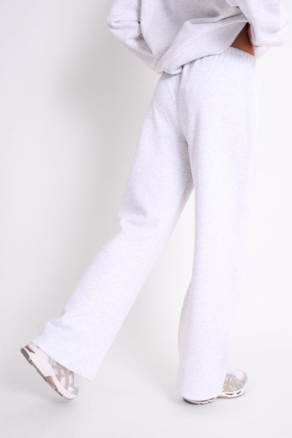 Kaiia Logo Wide Leg Joggers Light Grey Marl & Pink Contrast