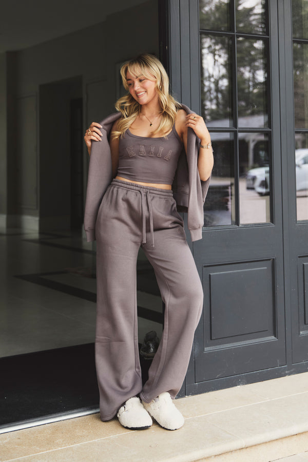 Kaiia Logo Wide Leg Joggers Mink