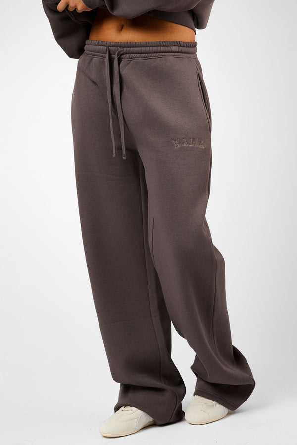 Kaiia Logo Wide Leg Joggers Mink