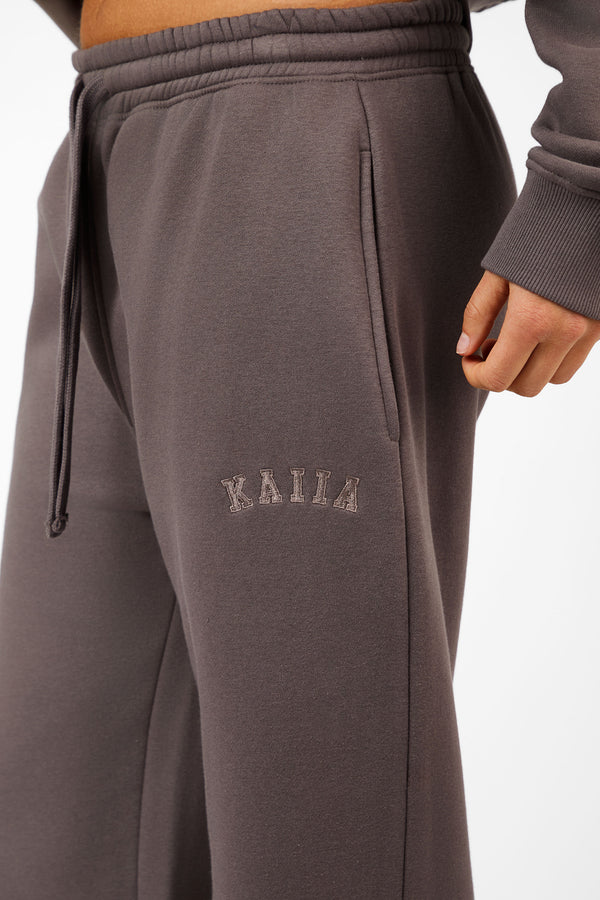 Kaiia Logo Wide Leg Joggers Mink
