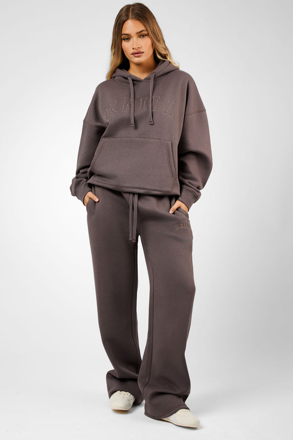 Kaiia Logo Wide Leg Joggers Mink