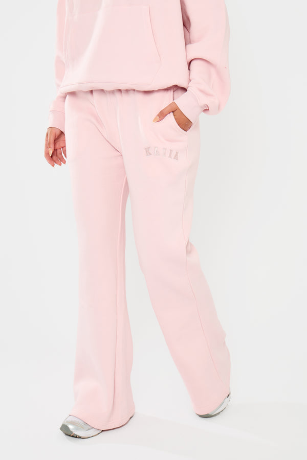 Kaiia Logo Wide Leg Joggers Pink Chai