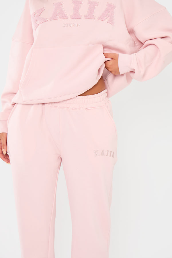 Kaiia Logo Wide Leg Joggers Pink Chai