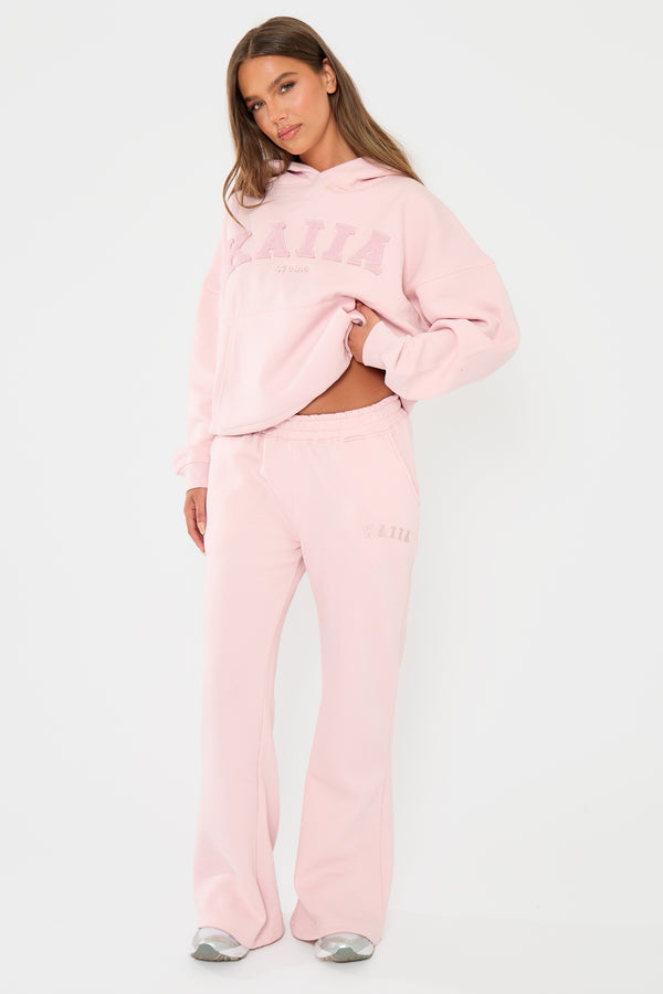 Kaiia Logo Wide Leg Joggers Pink Chai
