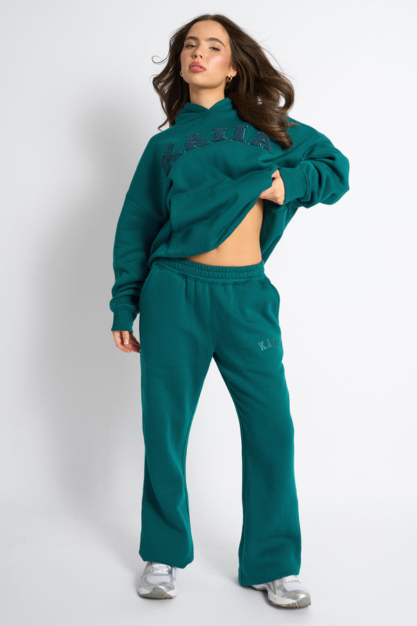 Kaiia Logo Wide Leg Joggers Teal