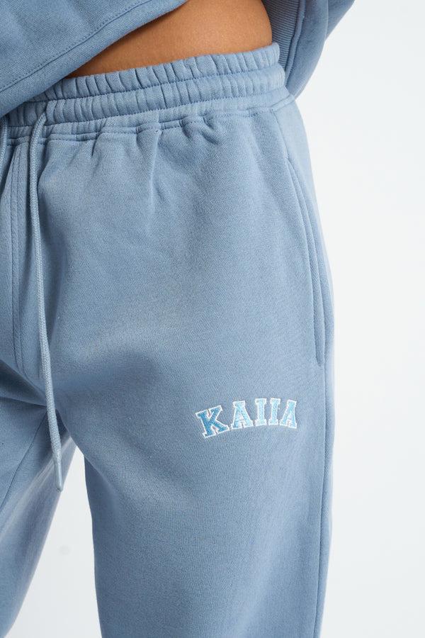 Kaiia Logo Wide Leg Joggers Vintage Blue