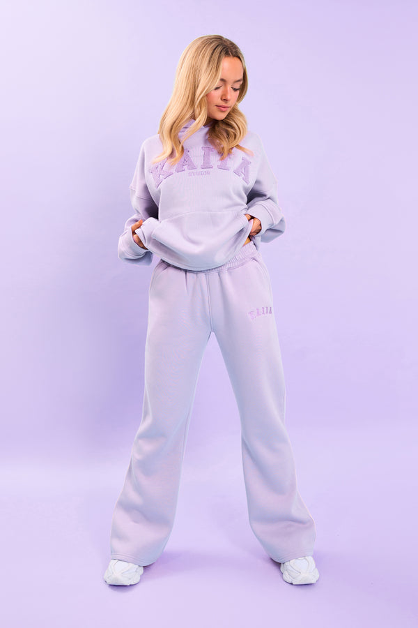 Kaiia Logo Wide Leg Sweat Pants Lilac