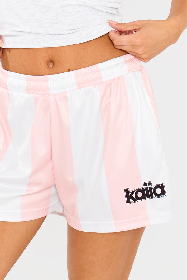 Kaiia Mini Football Shorts Pink Stripe