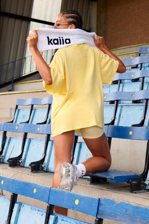 Kaiia New York City Sports Overdyed Oversized T-shirt Yellow