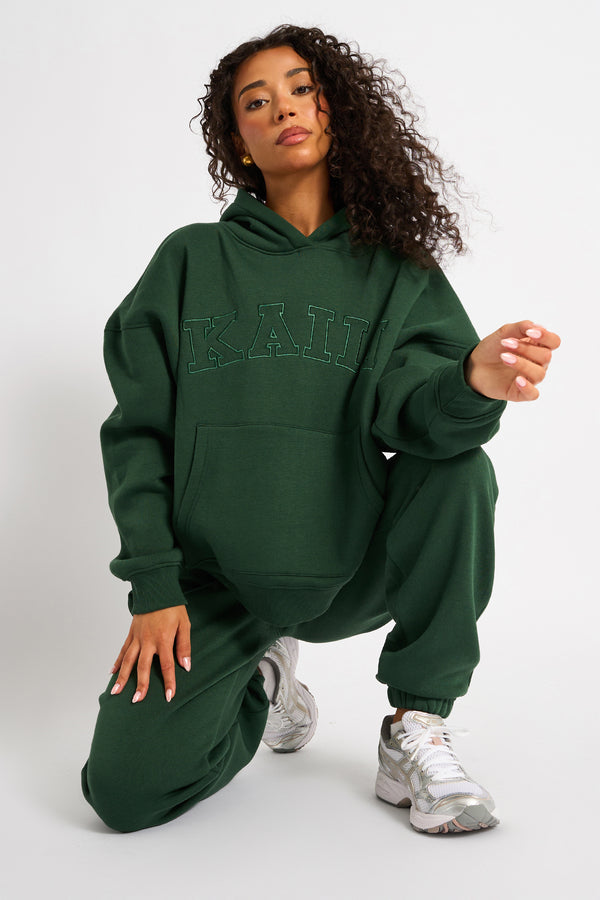 Kaiia Oversized Logo Hoodie Forest Green