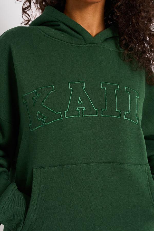 Kaiia Oversized Logo Hoodie Forest Green