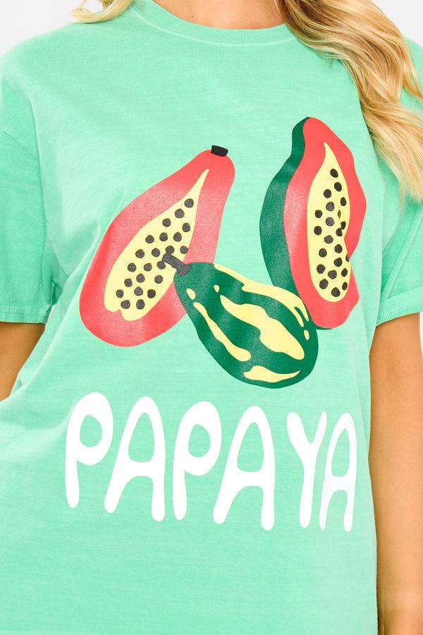 Kaiia Papaya Graphic Oversized T-shirt Green