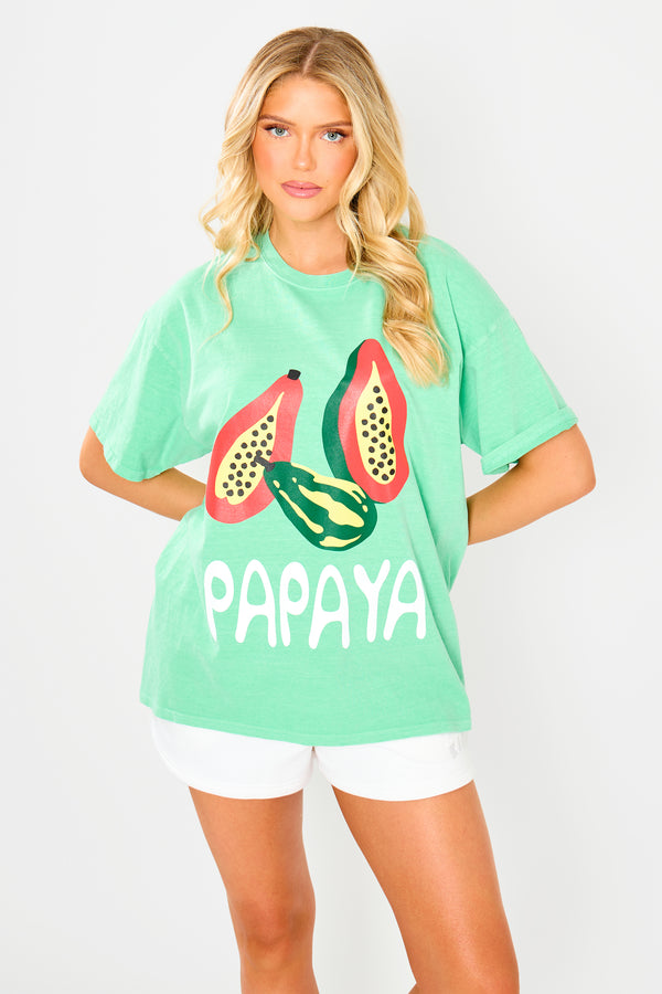 Kaiia Papaya Graphic Oversized T-shirt Green