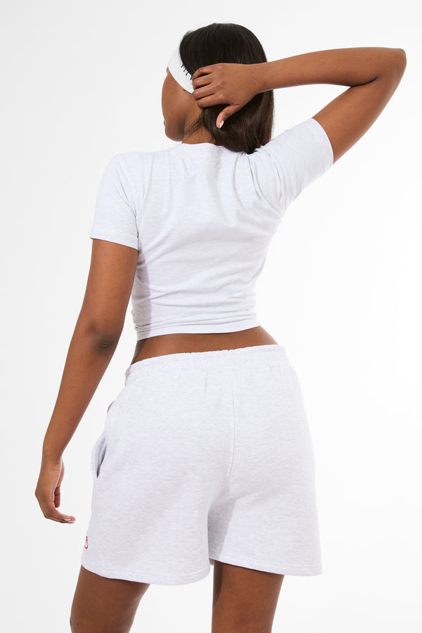 Kaiia Running Club Logo Longline Baby Tee Light Grey Marl