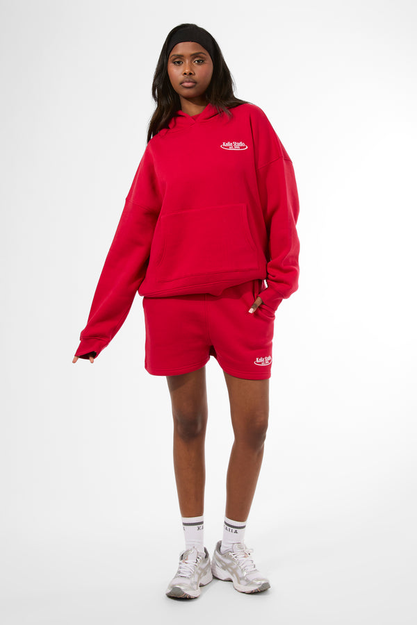 Kaiia Running Club Logo Oversized Hoodie Red
