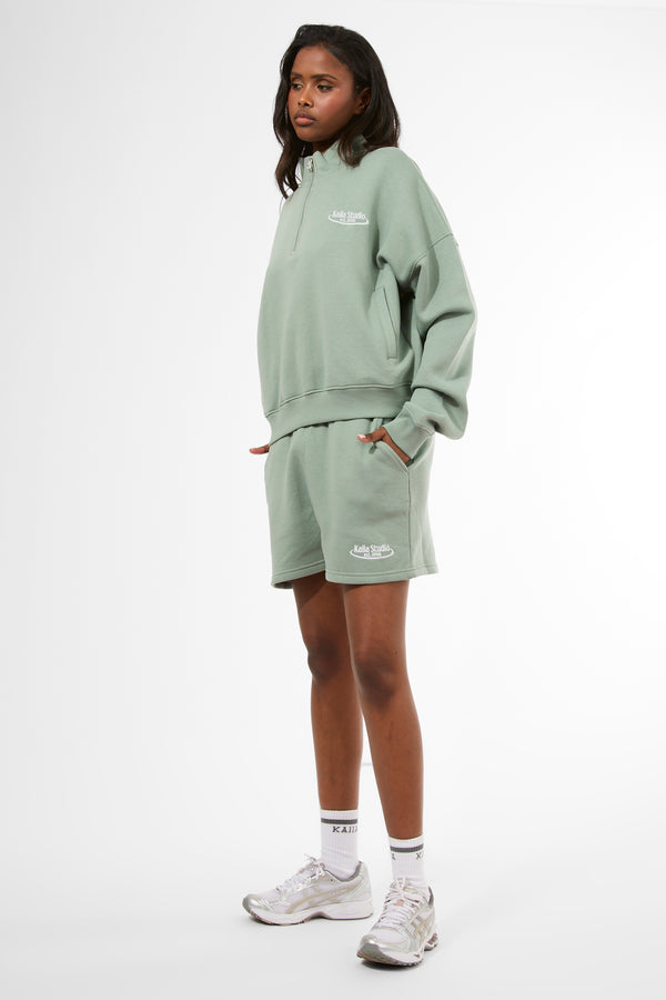 Kaiia Running Club Logo Sweat Shorts Green Tea