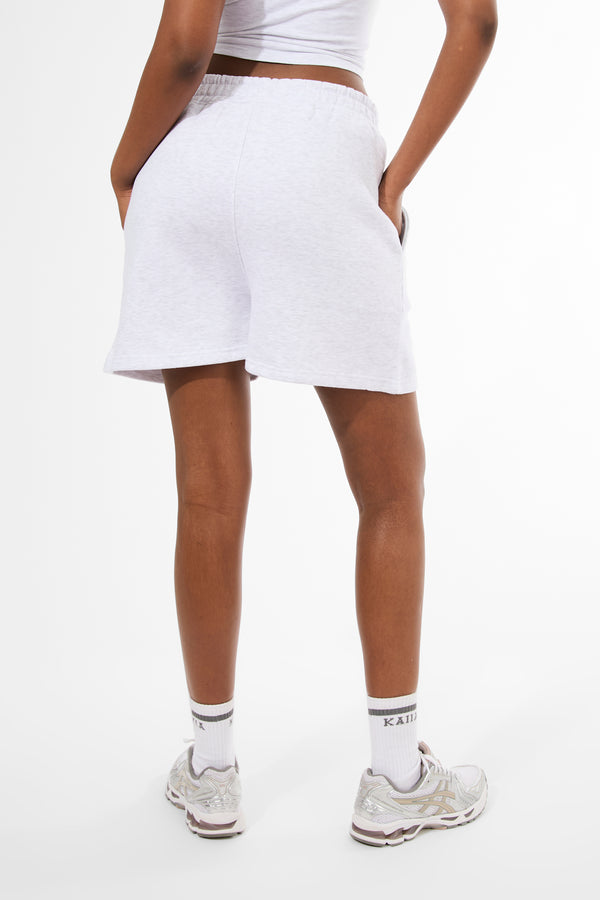 Kaiia Running Club Logo Sweat Shorts Light Grey Marl