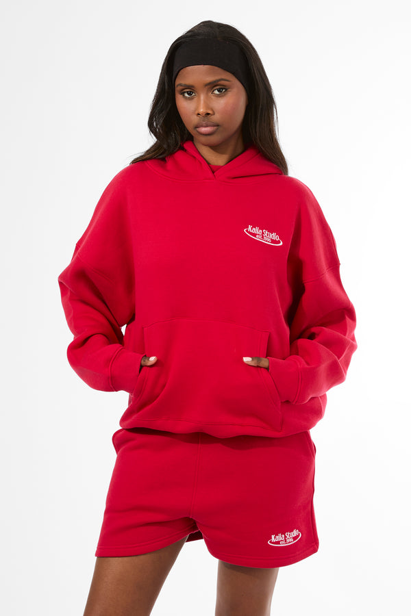 Kaiia Running Club Logo Sweat Shorts Red