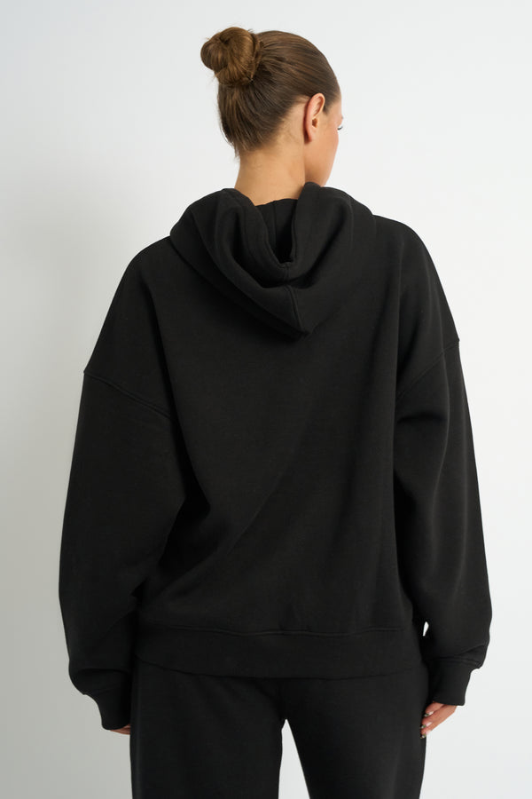 Kaiia Script Logo Oversized Hoodie Black