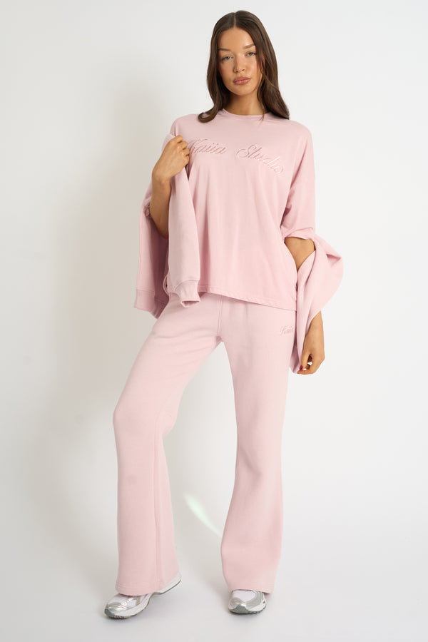 Kaiia Script Logo Oversized T-Shirt Pink Chai