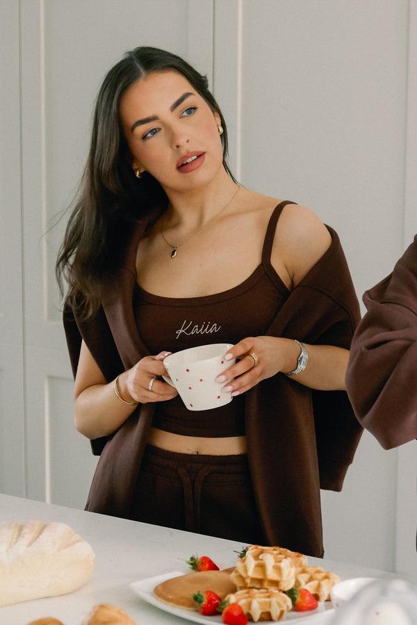 Kaiia Script Logo Vest Top Peppercorn