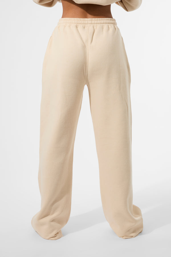 Kaiia Seam Detail Wide Leg Joggers Custard Cream