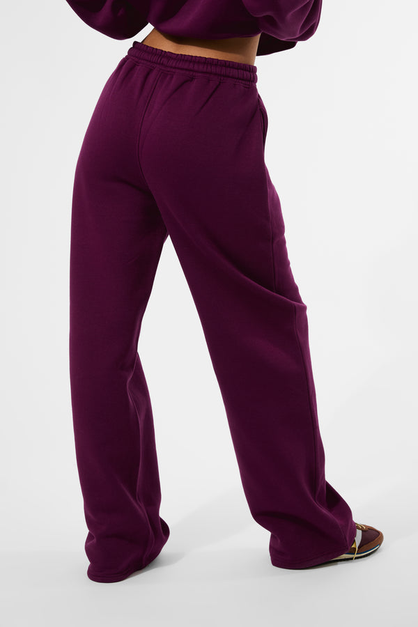 Kaiia Seam Detail Wide Leg Joggers Grape