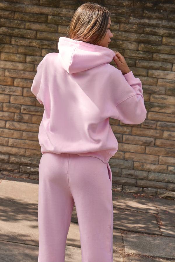 Kaiia Slogan Oversized Hoodie Baby Pink
