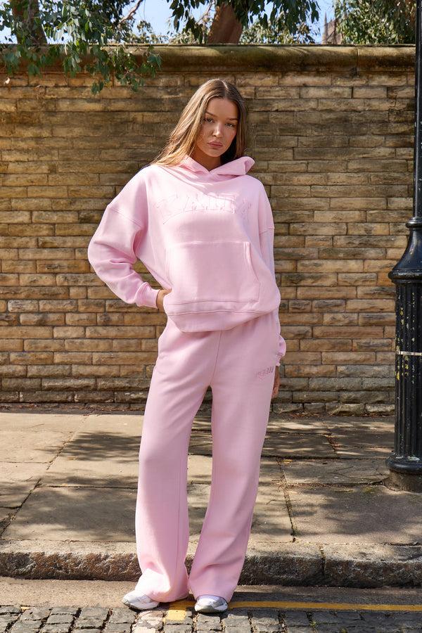 Kaiia Slogan Oversized Hoodie Baby Pink