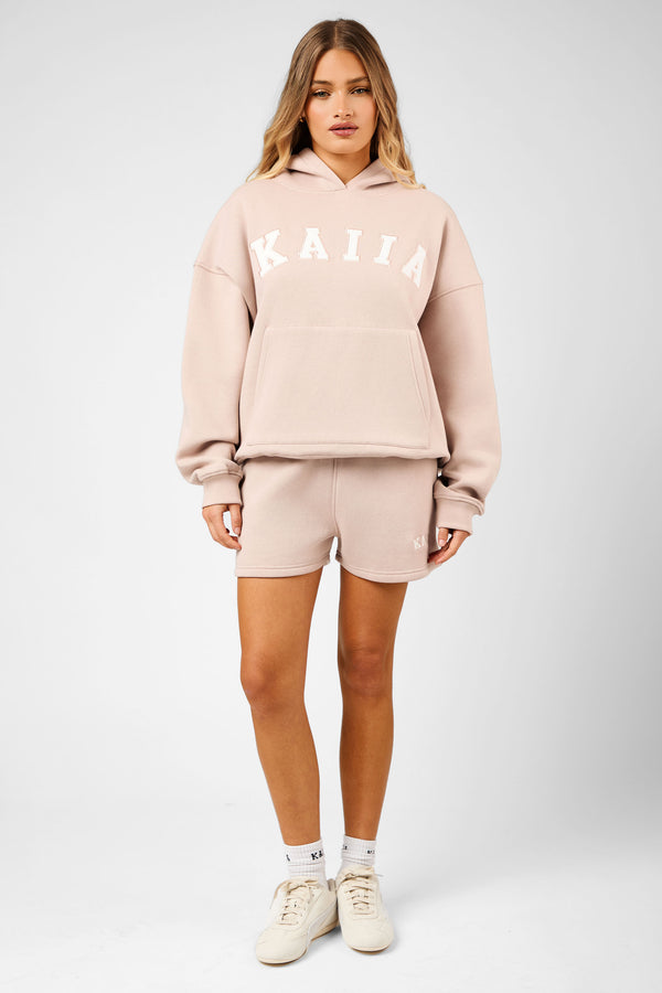 Kaiia Slogan Oversized Hoodie Champagne & Crème