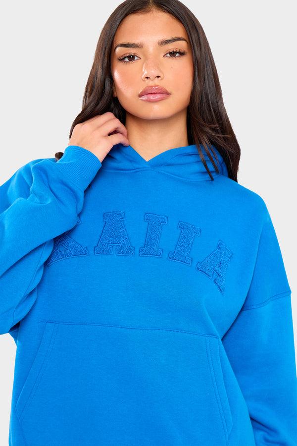Kaiia Slogan Oversized Hoodie Cobalt Blue