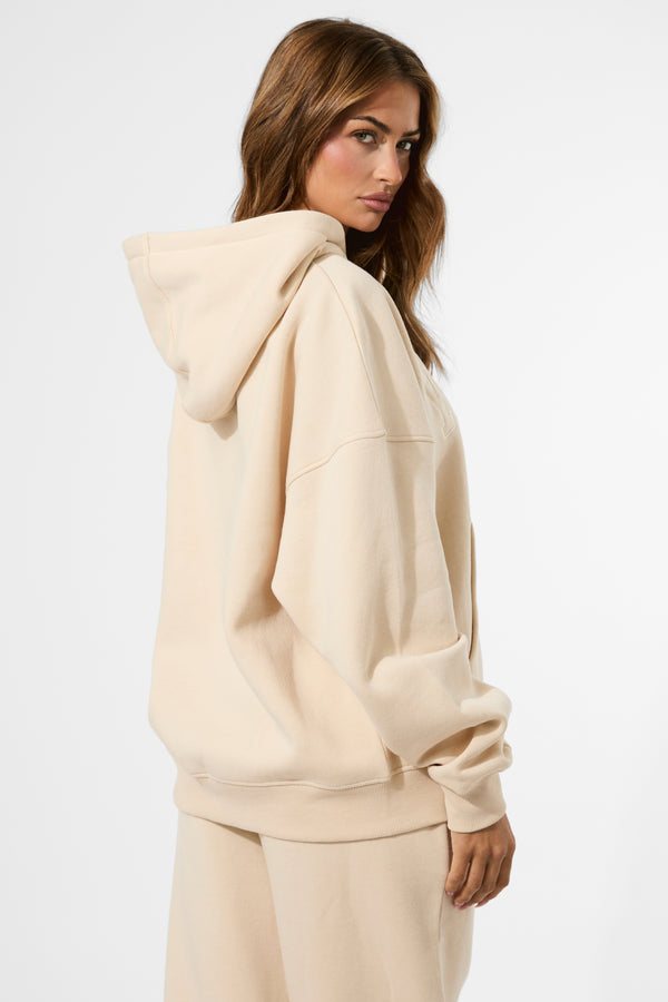Kaiia Slogan Oversized Hoodie Custard Cream