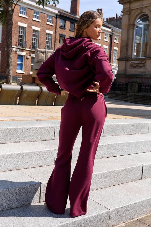 Kaiia Slogan Oversized Hoodie Deep Burgundy