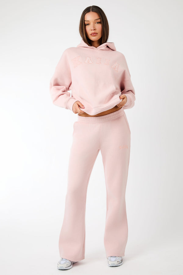 Kaiia Slogan Oversized Hoodie Dusty Pink